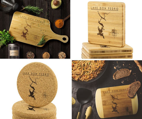 Lake Don Pedro Coasters, Cutting Boards and Bar Boards