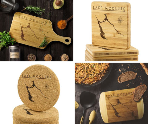 Lake McClure Coasters, Cutting Boards and Bar Boards