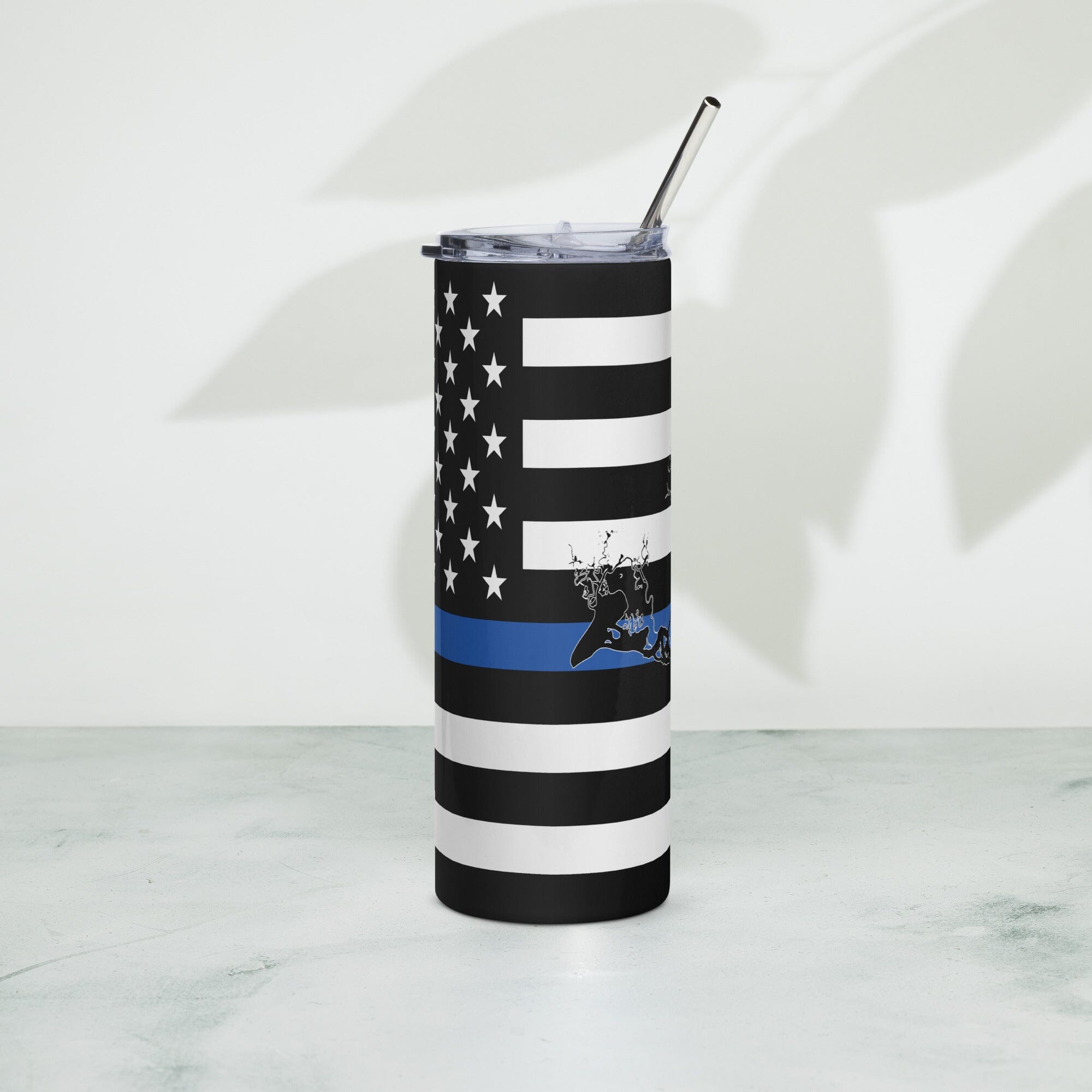 American Flag Delta Lake with Blue Line Stainless Steel Tumbler 20 oz. 