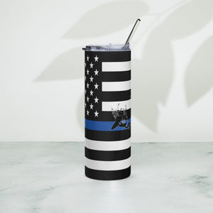 American Flag Delta Lake with Blue Line Stainless Steel Tumbler 20 oz. 