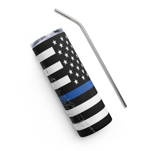 American Flag Delta Lake with Blue Line Stainless Steel Tumbler 20 oz. 