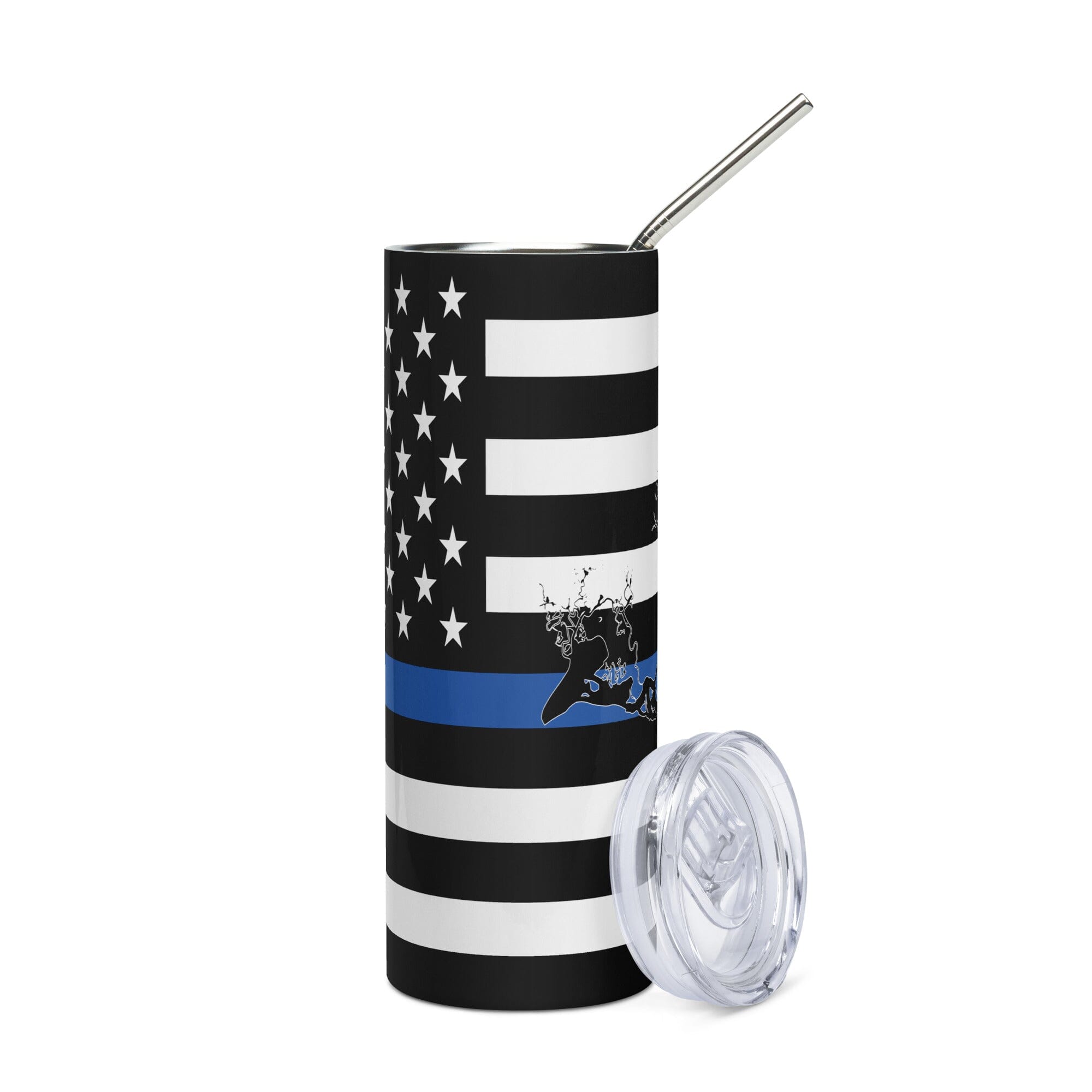 American Flag Delta Lake with Blue Line Stainless Steel Tumbler 20 oz. 