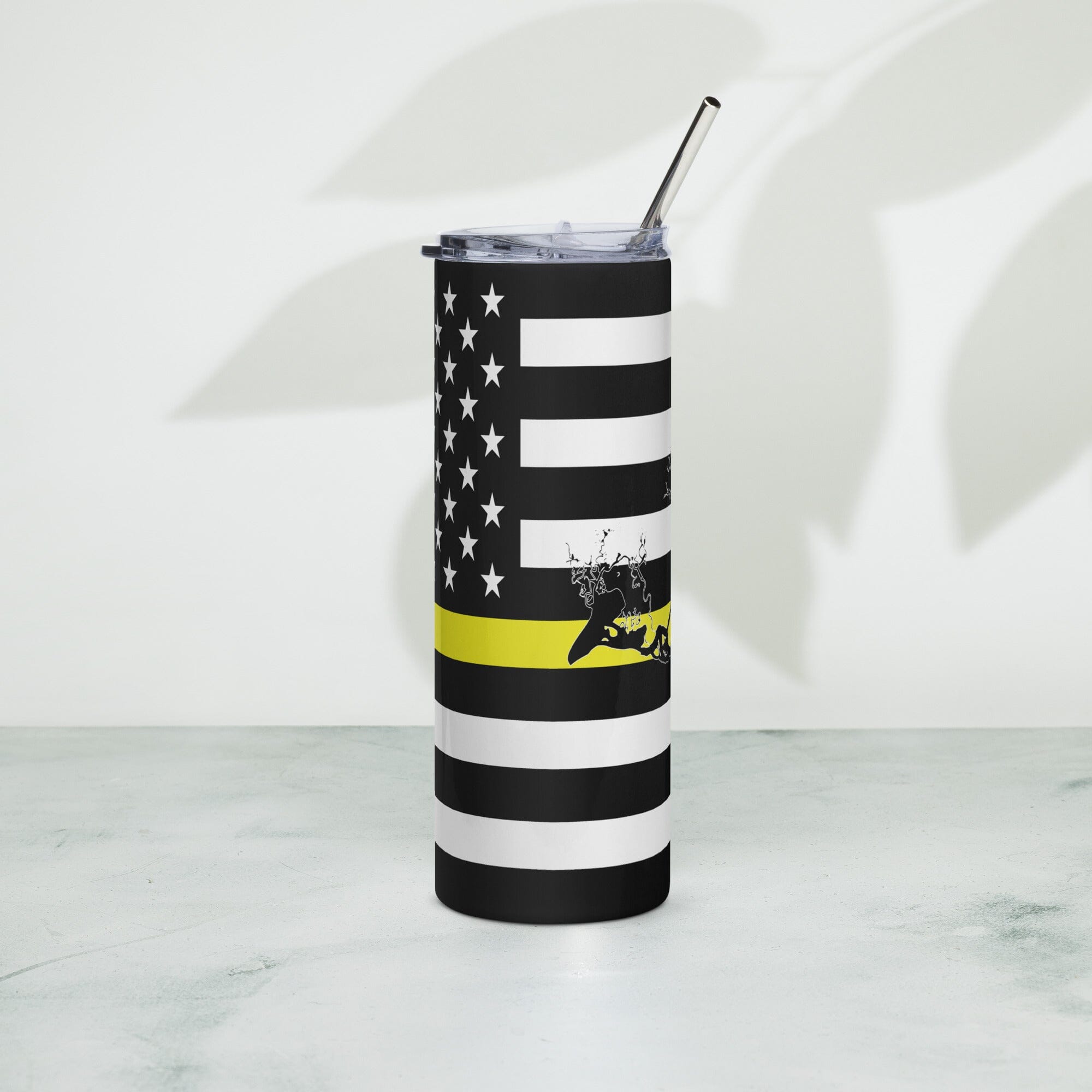 American Flag Delta Lake with Yellow Line Stainless Steel Tumbler 20 oz. 