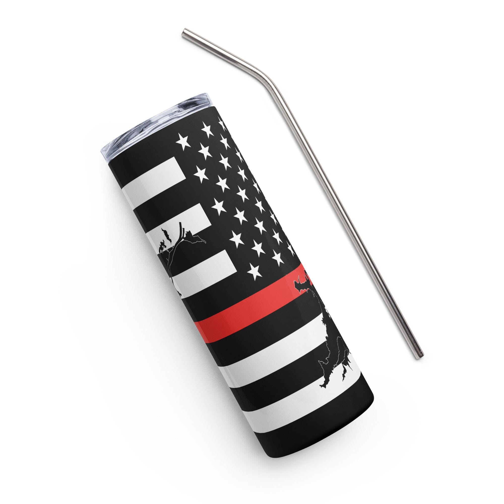 American Flag Guntersville Lake with Red Line Stainless Steel Tumbler 20 oz. 