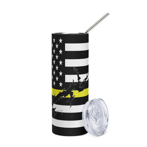 American Flag Guntersville Lake with Yellow Line Stainless Steel Tumbler 20 oz. 