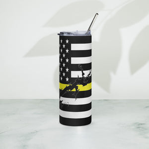 American Flag Guntersville Lake with Yellow Line Stainless Steel Tumbler 20 oz. 