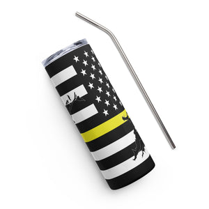 American Flag Guntersville Lake with Yellow Line Stainless Steel Tumbler 20 oz. 