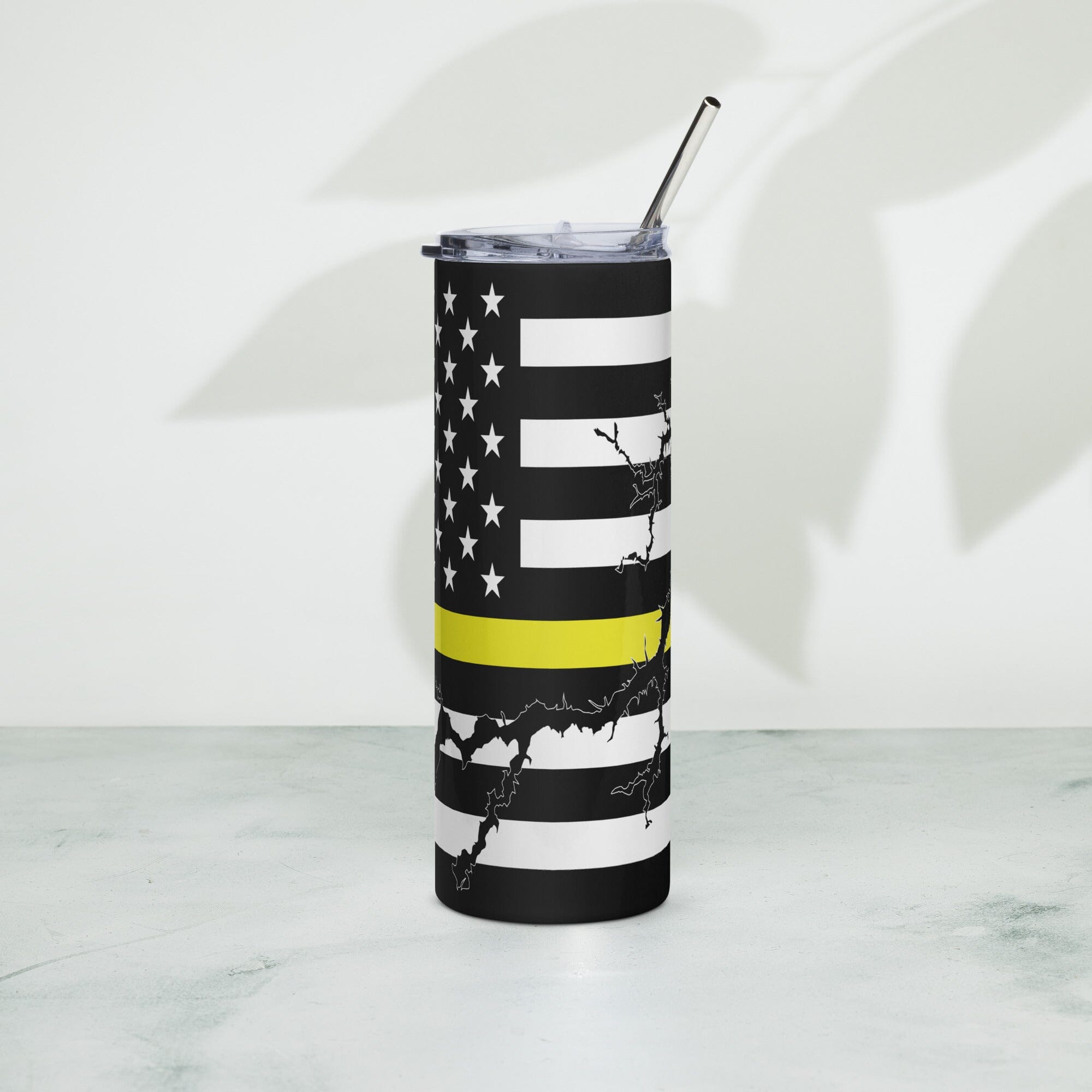 American Flag Lake Oconee with Yellow Line Stainless Steel Tumbler 20 oz. 