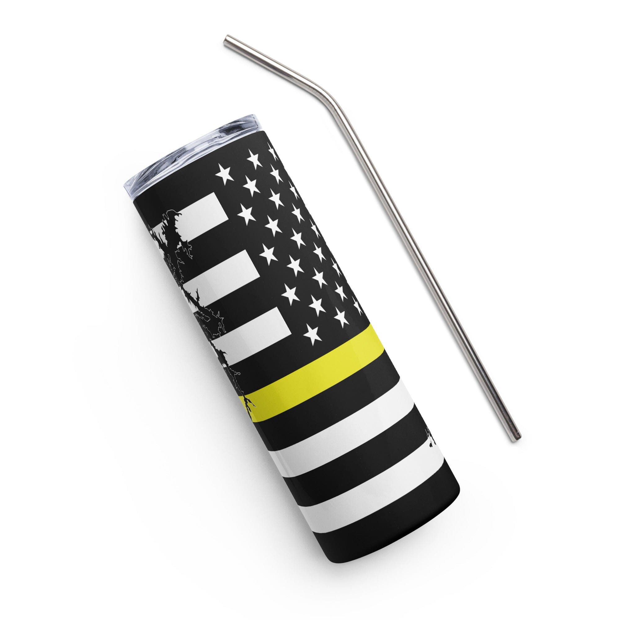 American Flag Lake Oconee with Yellow Line Stainless Steel Tumbler 20 oz. 