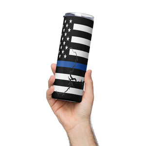 American Flag Lake Oroville with Blue Line Stainless Steel Tumbler 20 oz. 