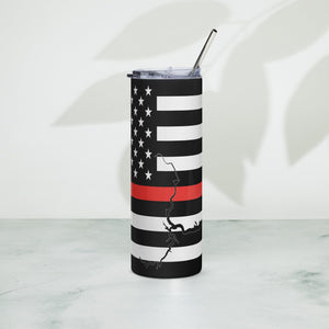 American Flag Lake Oroville with Red Line Stainless Steel Tumbler 20 oz. 