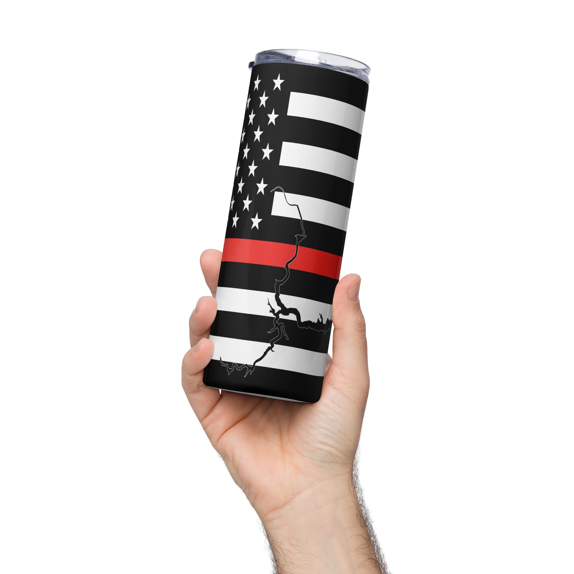 American Flag Lake Oroville with Red Line Stainless Steel Tumbler 20 oz. 