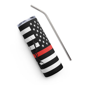 American Flag Lake Oroville with Red Line Stainless Steel Tumbler 20 oz. 