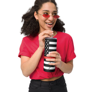 American Flag Lake Oroville with Red Line Stainless Steel Tumbler 20 oz. 