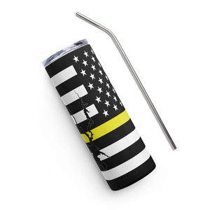 American Flag Lake Oroville with Yellow Line Stainless Steel Tumbler 20 oz. 