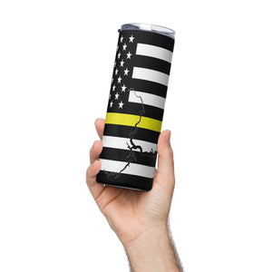 American Flag Lake Oroville with Yellow Line Stainless Steel Tumbler 20 oz. 