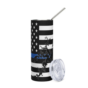 American Flag Lake Ouachita with Blue Line Stainless Steel Tumbler 20 oz. 