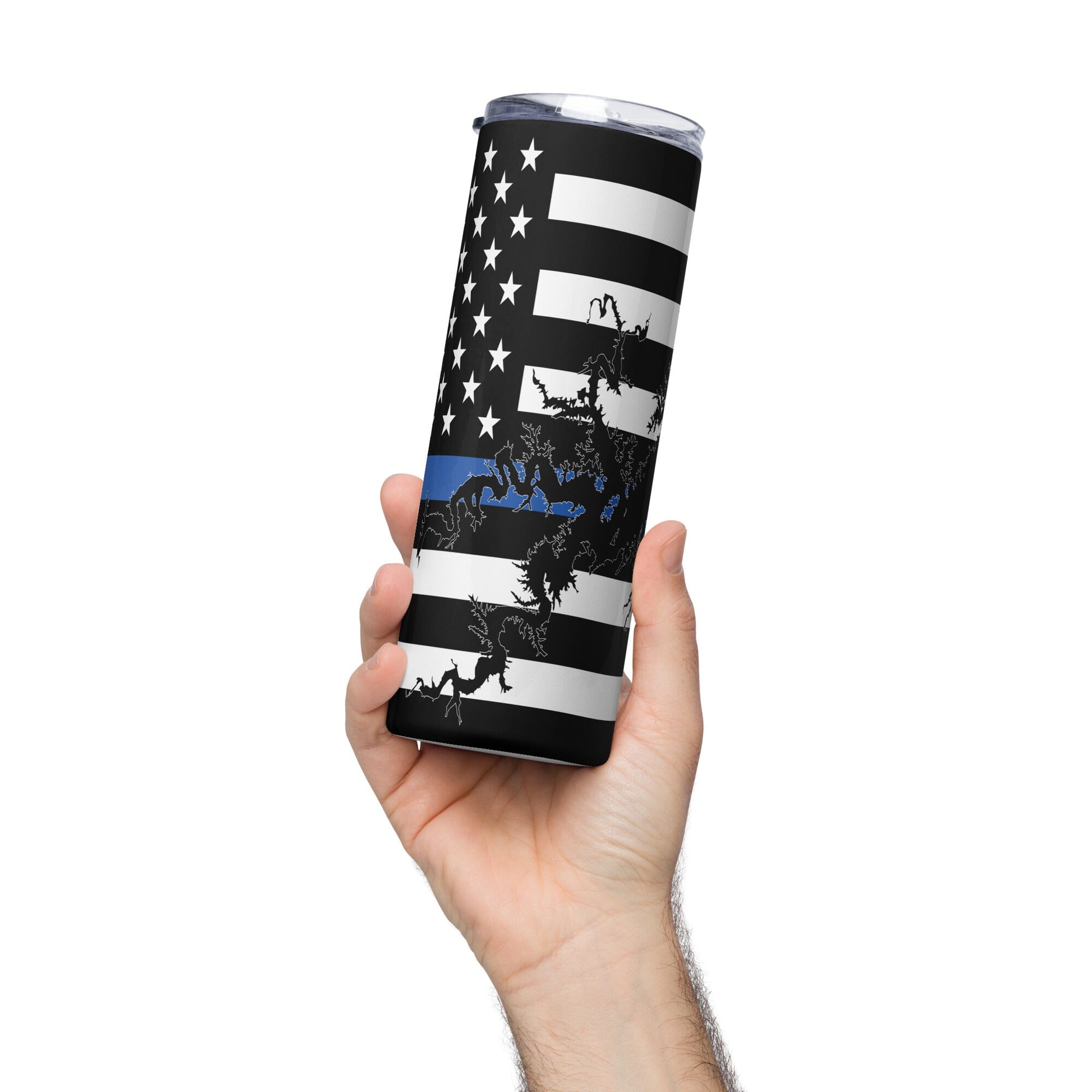 American Flag Lake Ouachita with Blue Line Stainless Steel Tumbler 20 oz. 