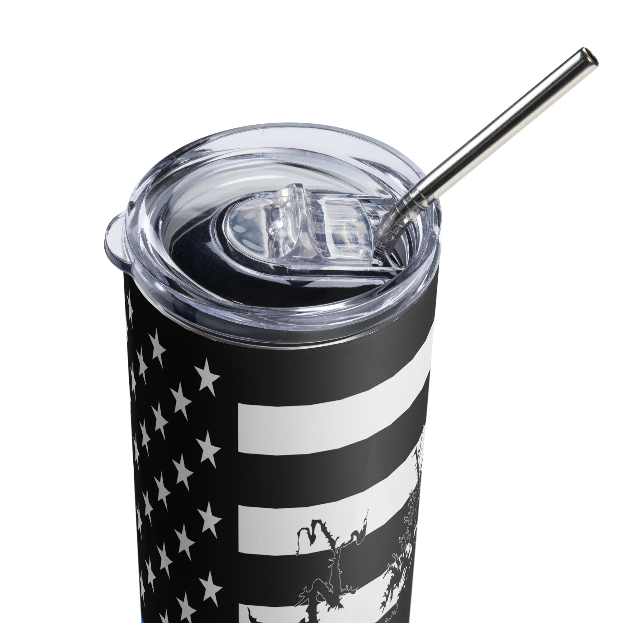 American Flag Lake Ouachita with Blue Line Stainless Steel Tumbler 20 oz. 