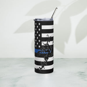 American Flag Lake Ouachita with Blue Line Stainless Steel Tumbler 20 oz. 