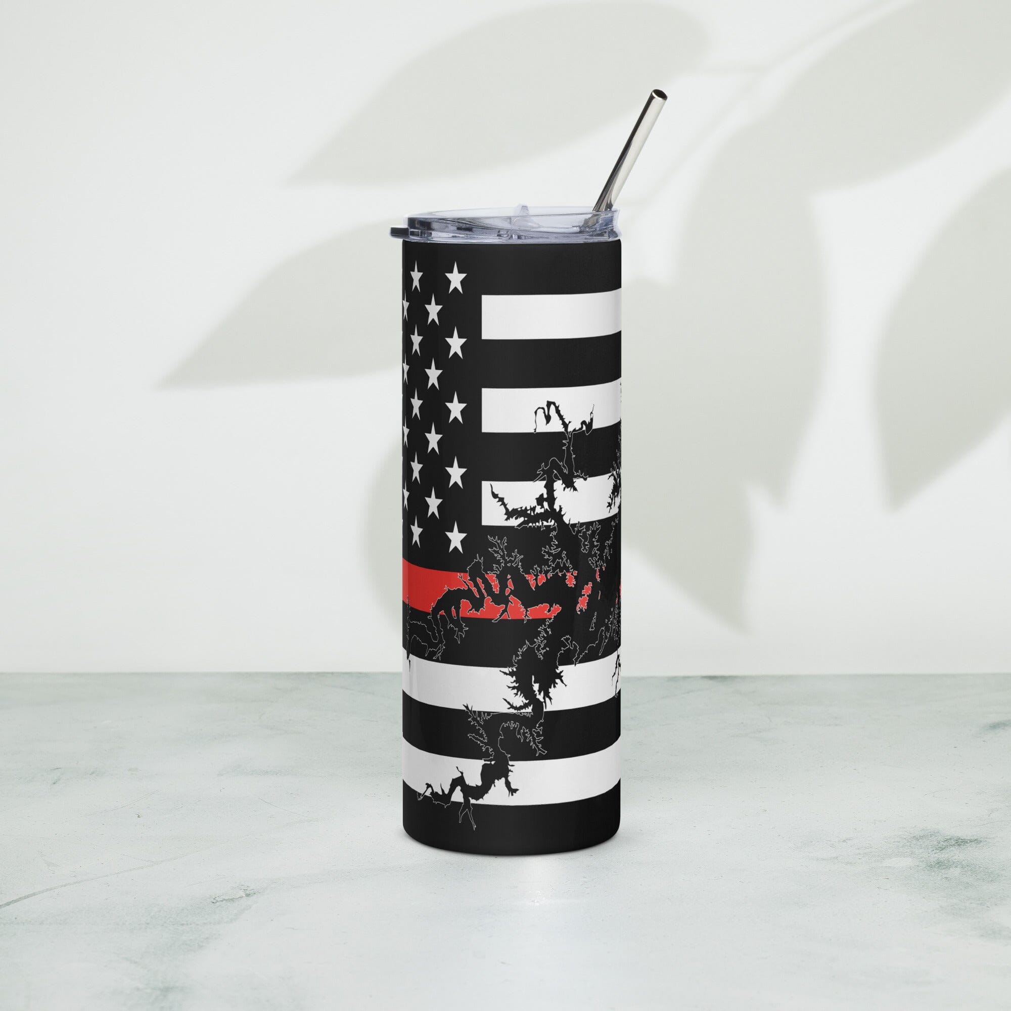 American Flag Lake Ouachita with Red Line Stainless Steel Tumbler 20 oz. 