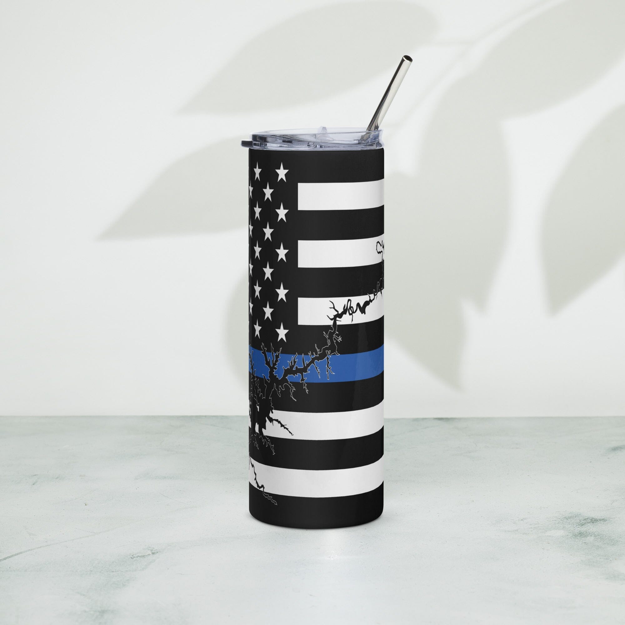 American Flag Lake Powell with Blue Line Stainless Steel Tumbler 20 oz. 