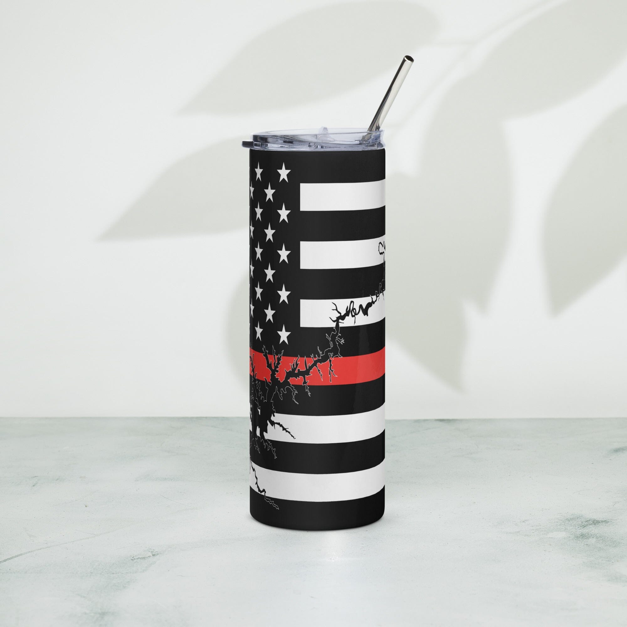 American Flag Lake Powell with Red Line Stainless Steel Tumbler 20 oz. 