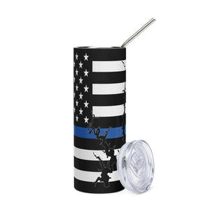 American Flag Lake Shasta with Blue Line Stainless Steel Tumbler 20 oz. 