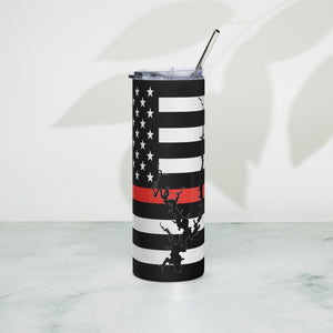 American Flag Lake Shasta with Red Line Stainless Steel Tumbler 20 oz. 