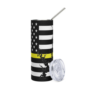 American Flag Lake Shasta with Yellow Line Stainless Steel Tumbler 20 oz. 