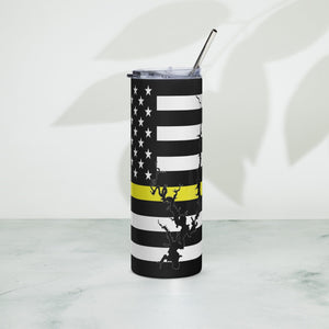 American Flag Lake Shasta with Yellow Line Stainless Steel Tumbler 20 oz. 