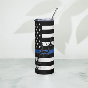 American Flag Lake Wylie with Blue Line Stainless Steel Tumbler 20 oz. 