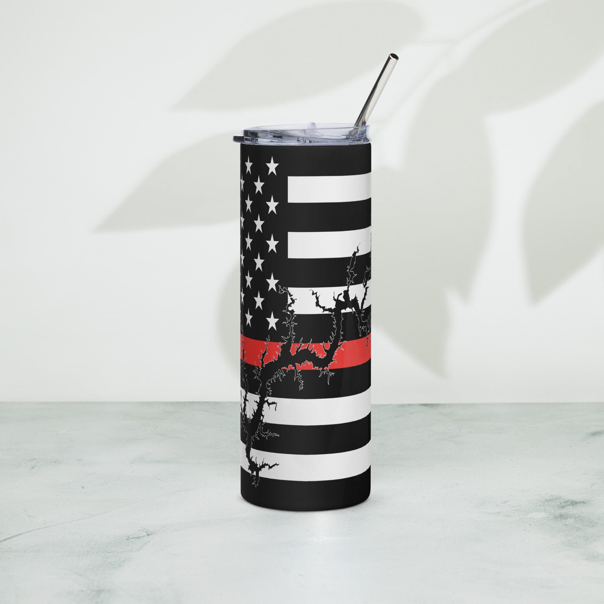 American Flag Lake Wylie with Red Line Stainless Steel Tumbler 20 oz. 