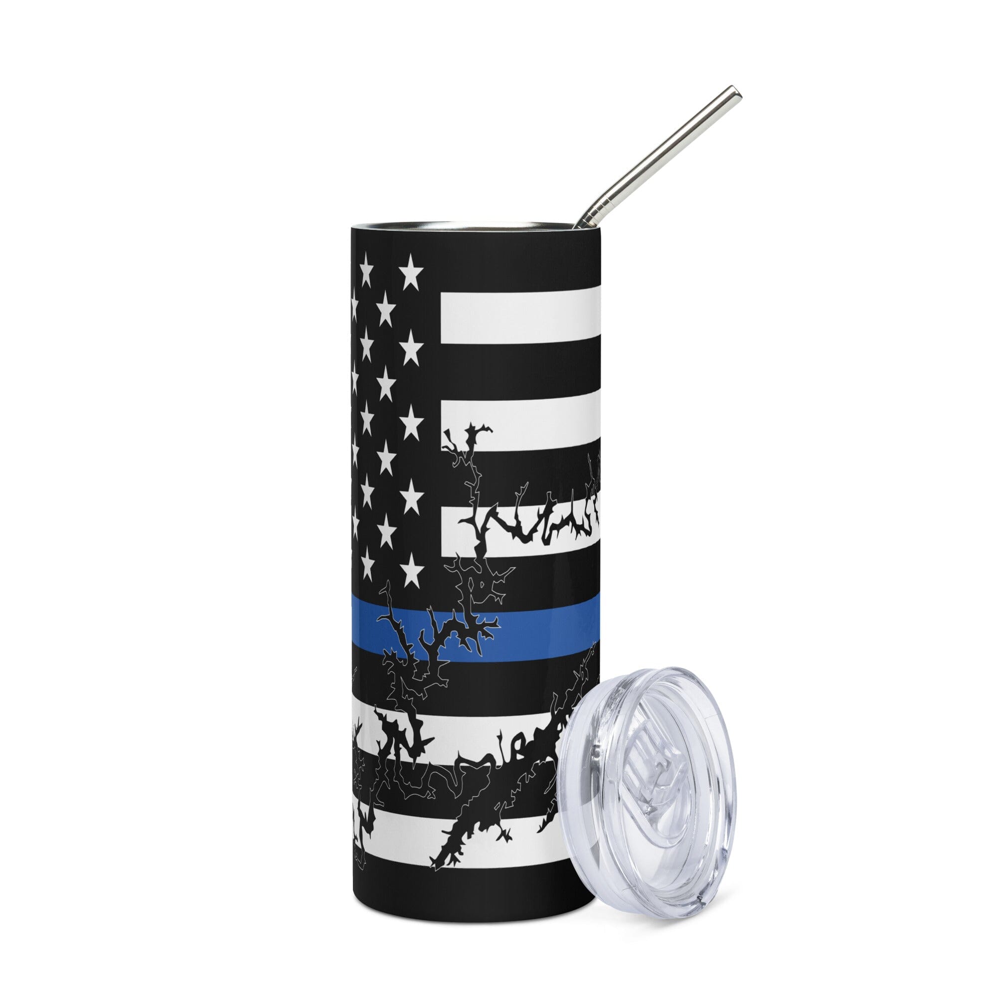 American Flag Norris Lake with Blue Line Stainless Steel Tumbler 20 oz. 