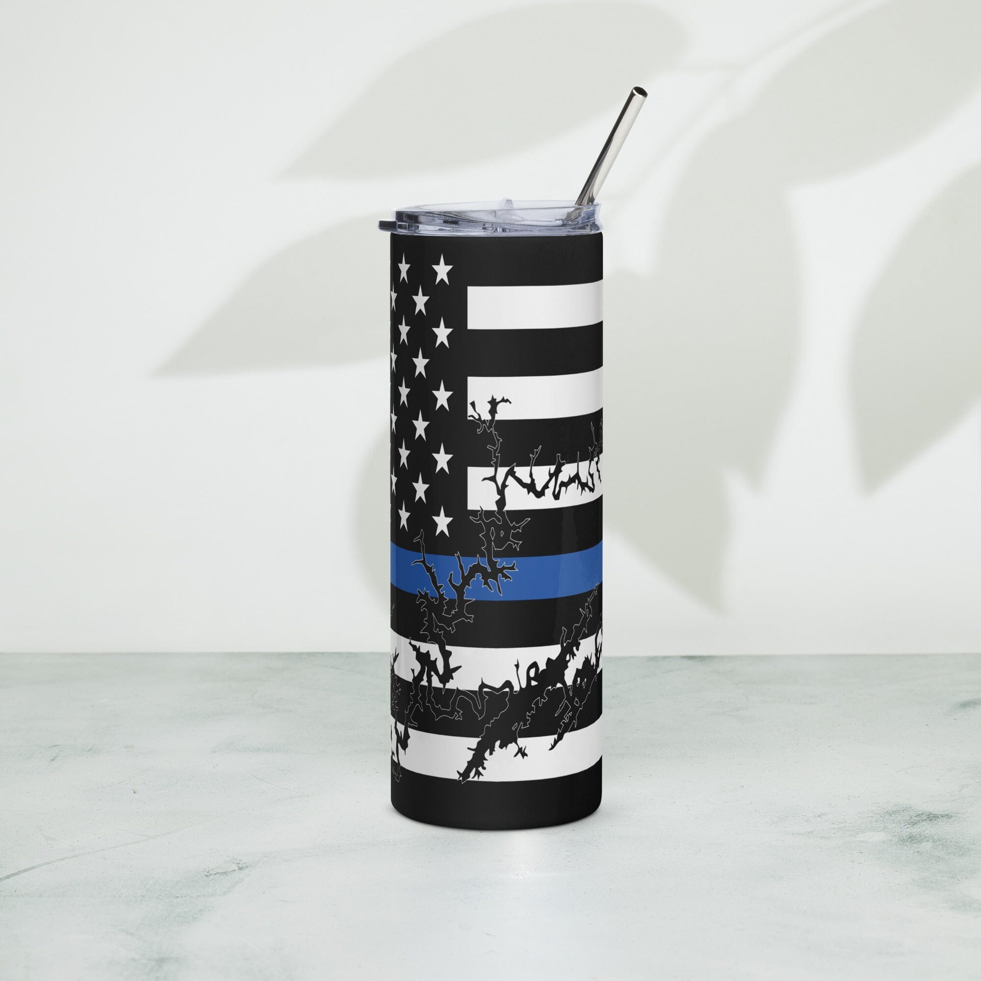 American Flag Norris Lake with Blue Line Stainless Steel Tumbler 20 oz. 