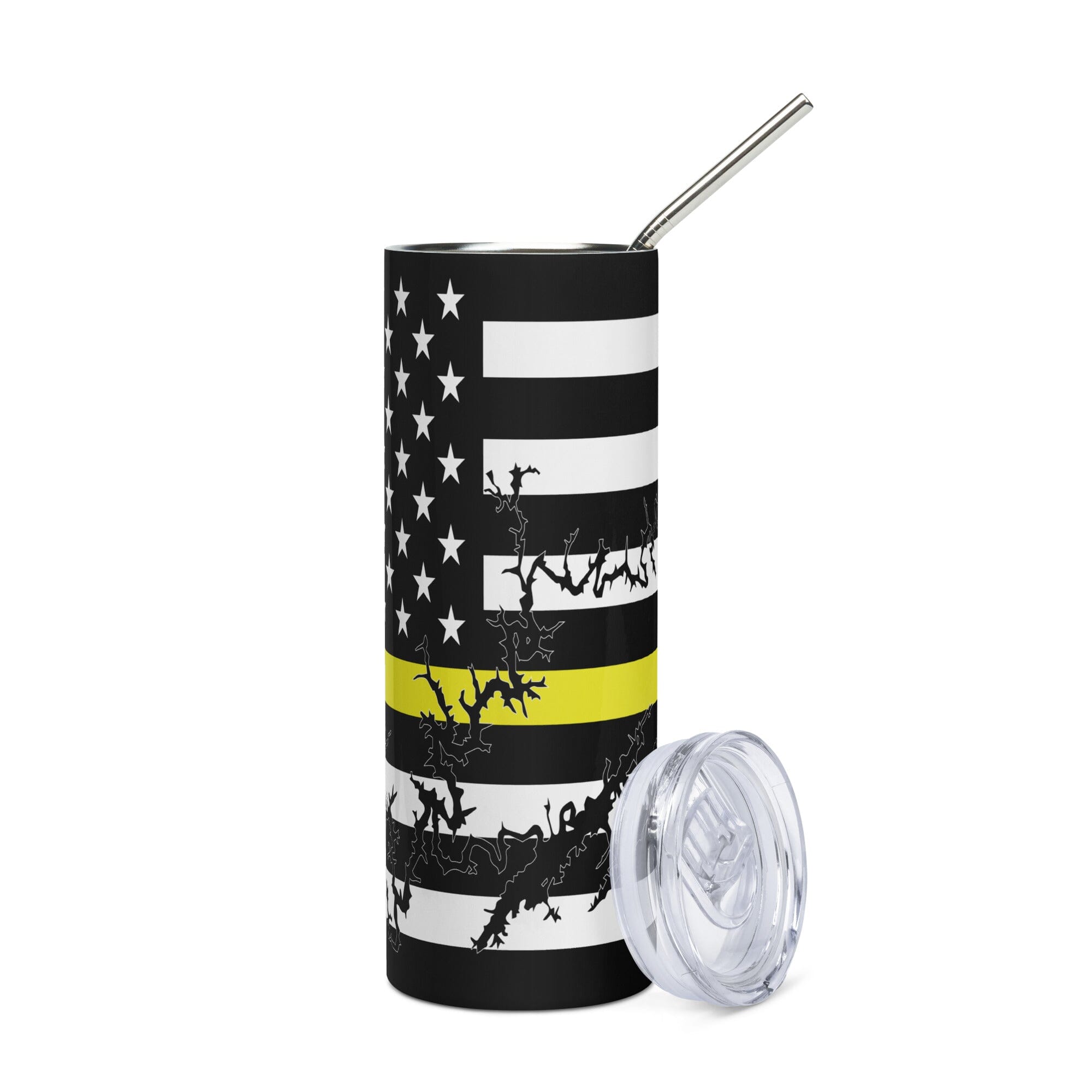 American Flag Norris Lake with Yellow Line Stainless Steel Tumbler 20 oz. 