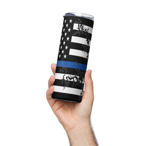 American Flag Smith Mountain Lake with Blue Line Stainless Steel Tumbler 20 oz. 