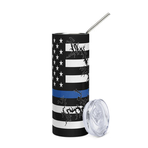 American Flag Smith Mountain Lake with Blue Line Stainless Steel Tumbler 20 oz. 