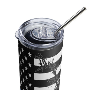 American Flag Smith Mountain Lake with Blue Line Stainless Steel Tumbler 20 oz. 