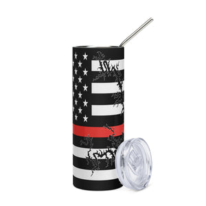 American Flag Smith Mountain Lake with Red Line Stainless Steel Tumbler 20 oz. 