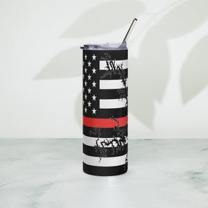 American Flag Smith Mountain Lake with Red Line Stainless Steel Tumbler 20 oz. 