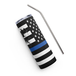 American Flag South Holston Lake with Blue Line Stainless Steel Tumbler 20 oz. 