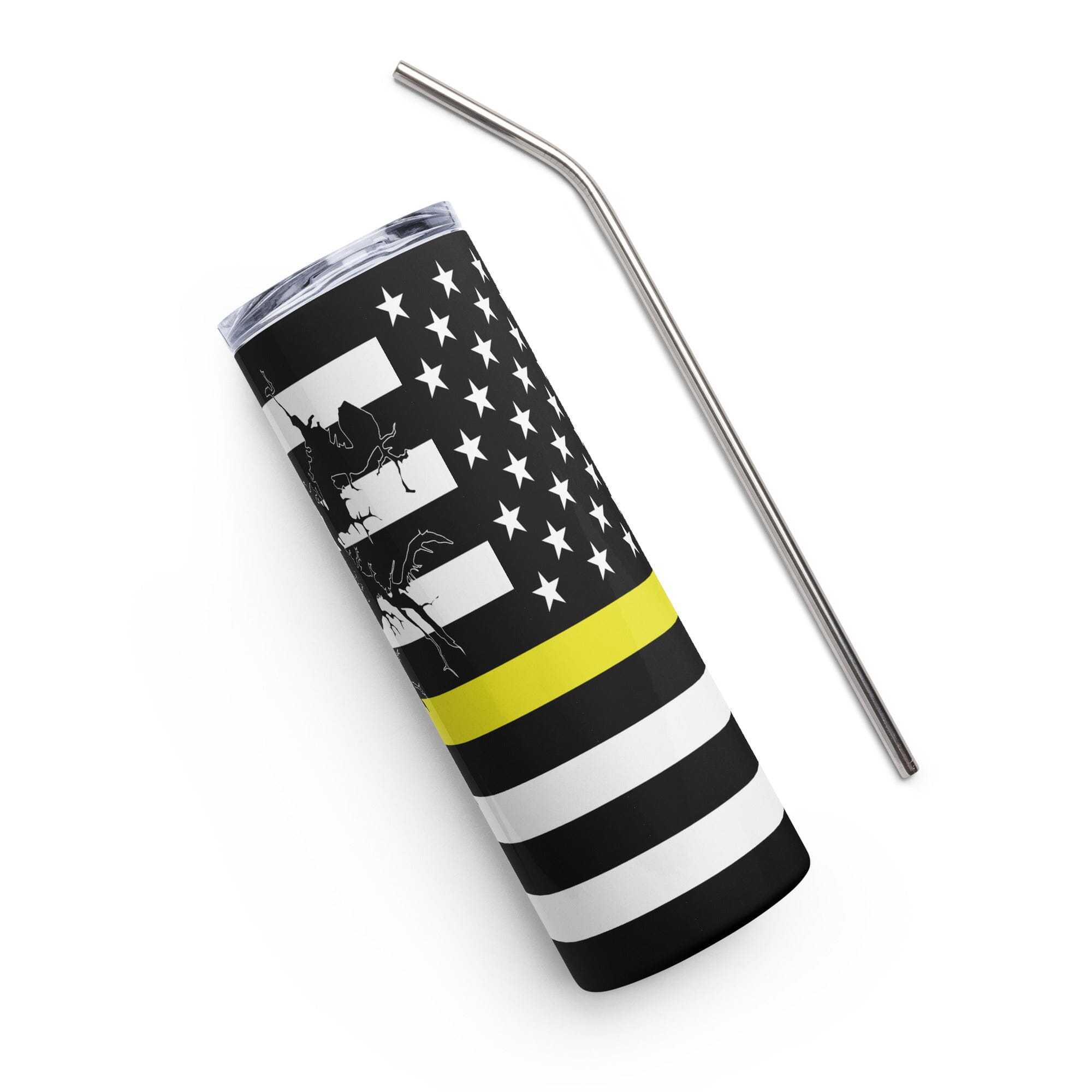 American Flag South Holston Lake with Yellow Line Stainless Steel Tumbler 20 oz. 