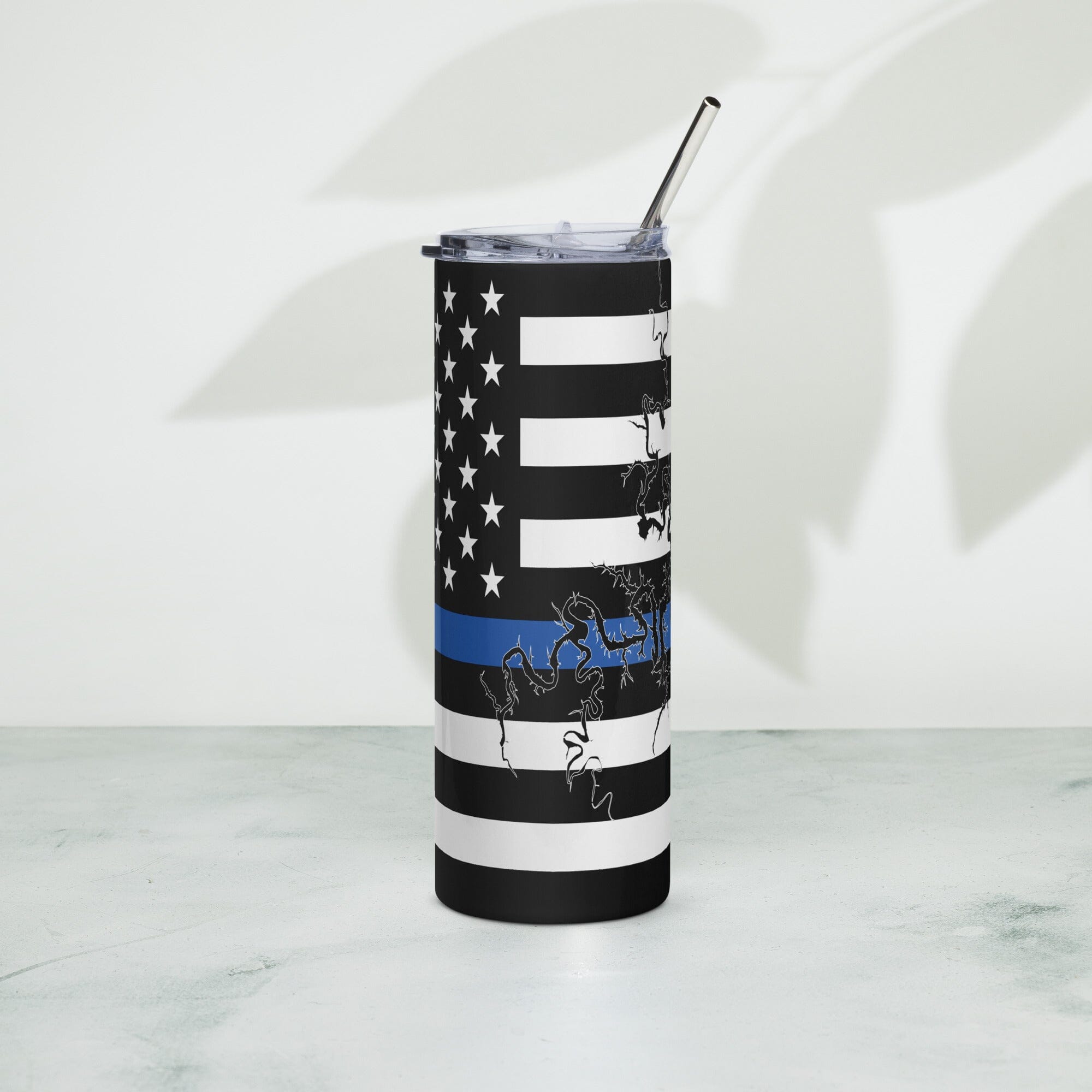 American Flag Table Rock Lake with Blue Line Stainless Steel Tumbler 20 oz. 