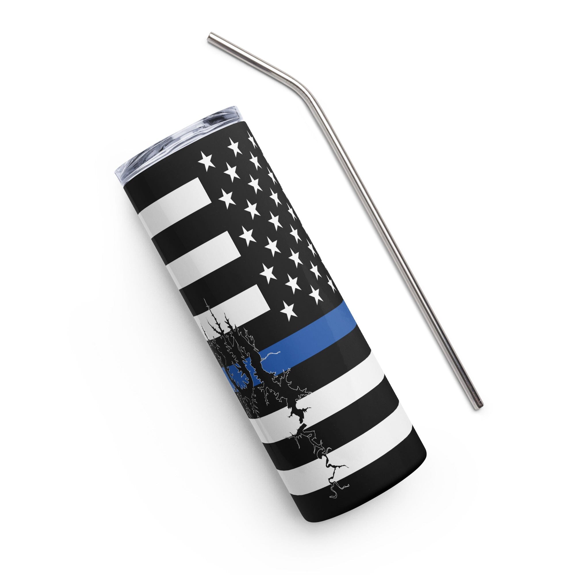 American Flag Table Rock Lake with Blue Line Stainless Steel Tumbler 20 oz. 