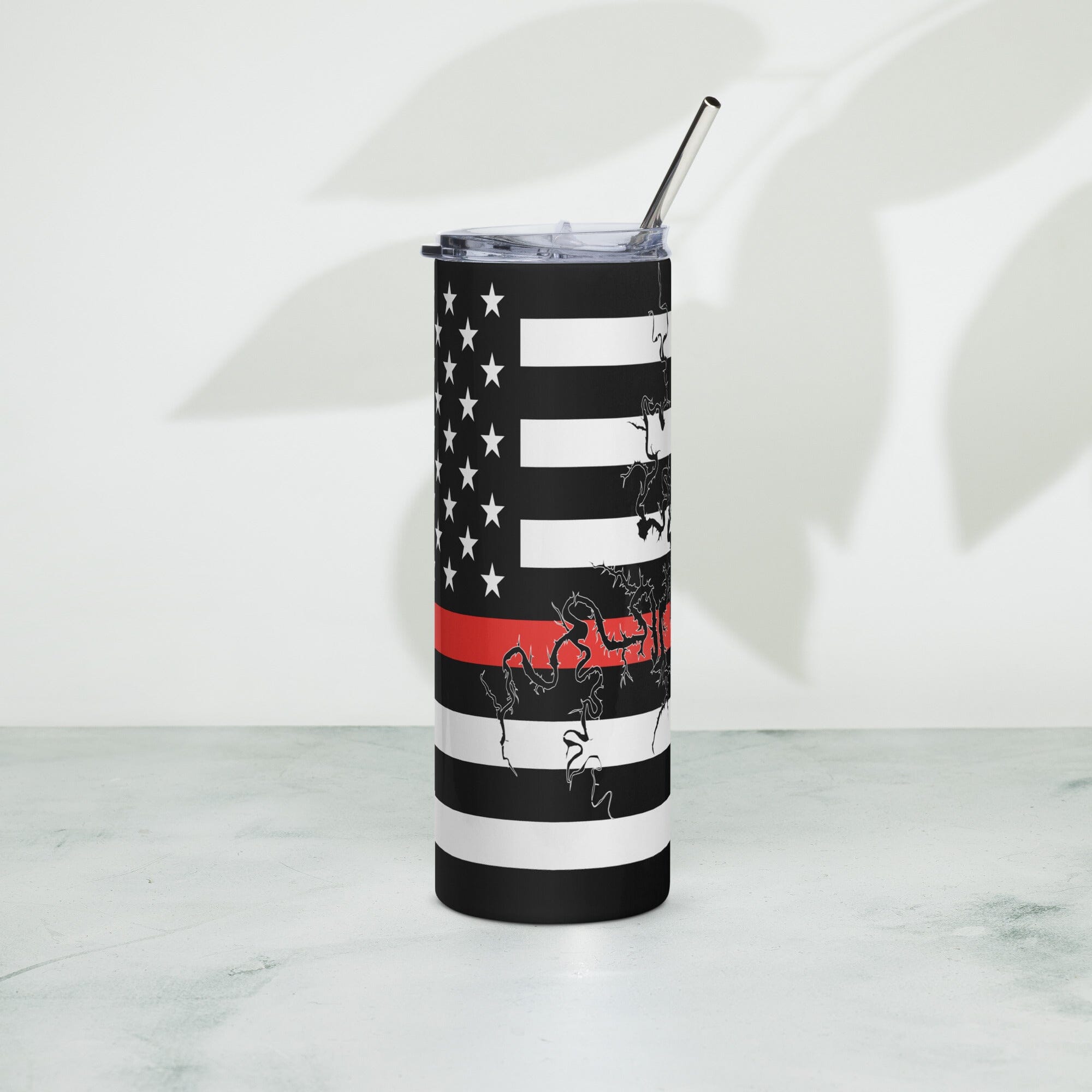 American Flag Table Rock Lake with Red Line Stainless Steel Tumbler 20 oz. 