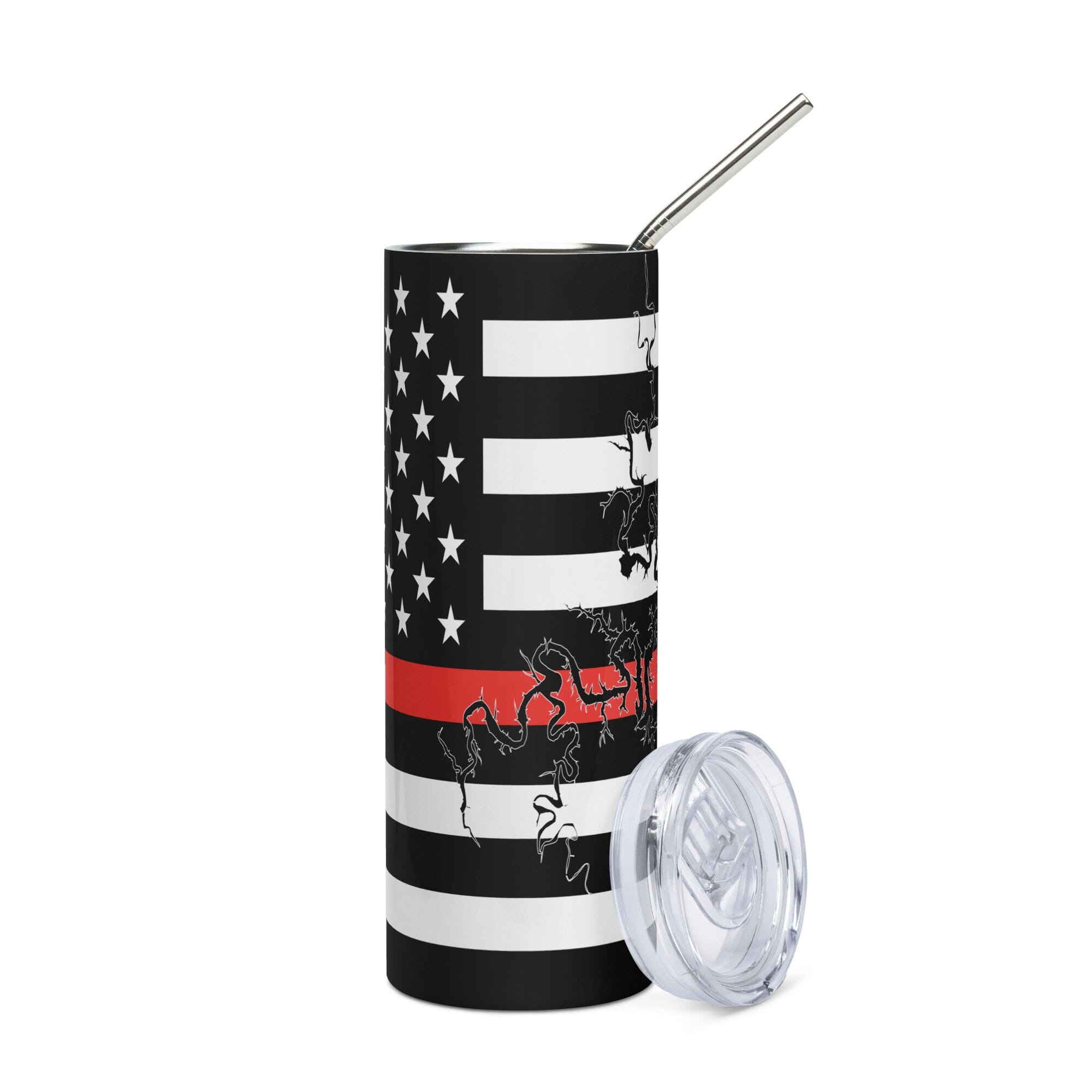 American Flag Table Rock Lake with Red Line Stainless Steel Tumbler 20 oz. 