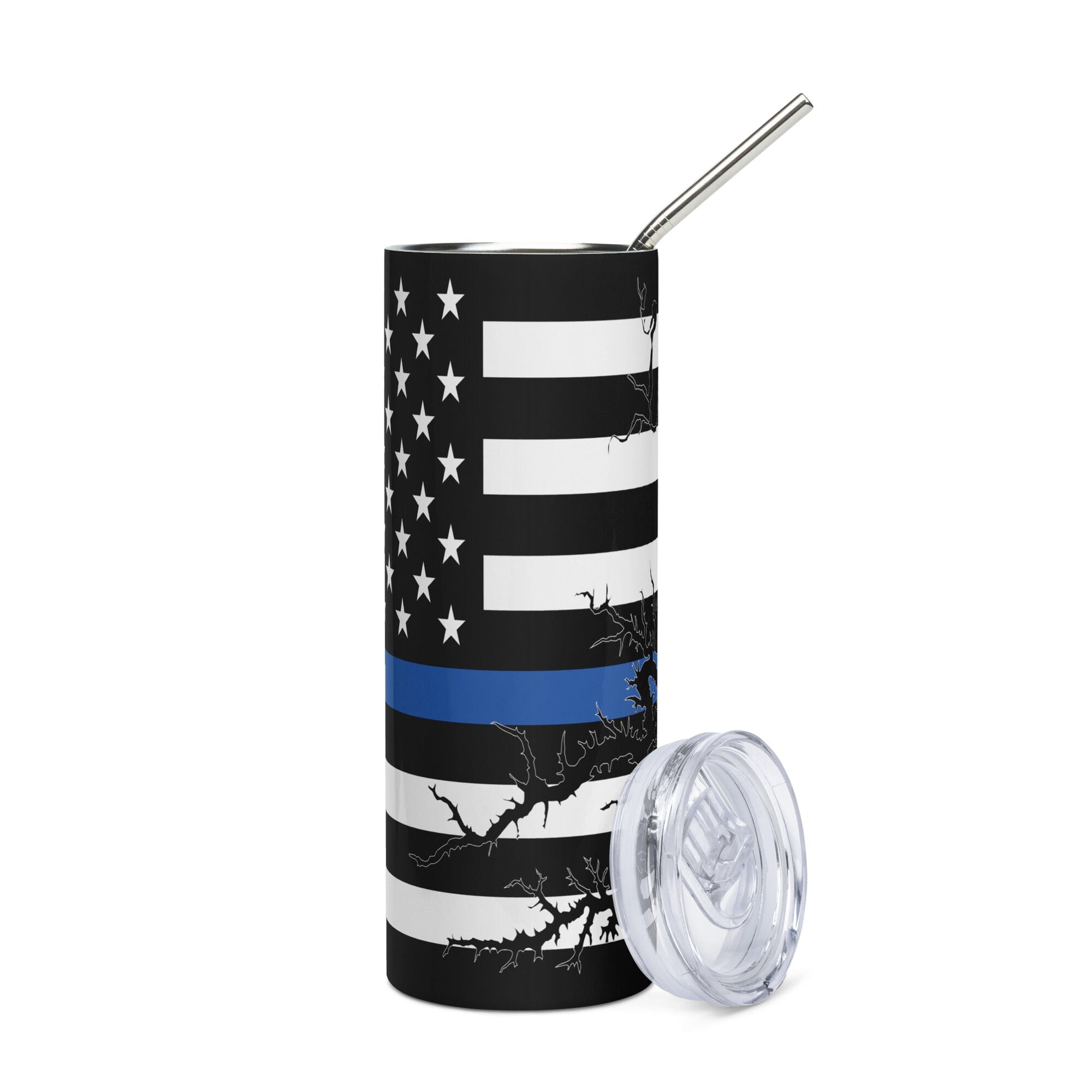 American Flag Tims Ford Lake with Blue Line Stainless Steel Tumbler 20 oz. 