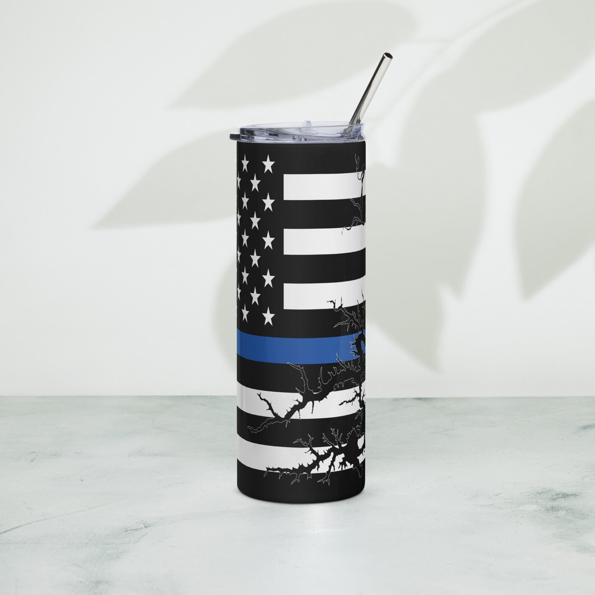 American Flag Tims Ford Lake with Blue Line Stainless Steel Tumbler 20 oz. 