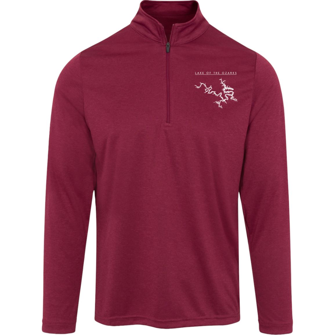 Lake Of The Ozarks Embroidered Sport-Tek 1/4 Zip Sweatshirt Pullover Maroon Heather S 